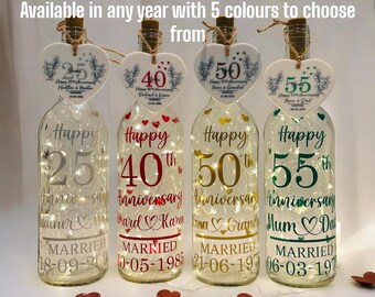 Personalised Wedding Anniversary, 7th Copper, 25th Silver, 40th Ruby, 50th Golden, 5th, 15th, 20th, 55th, Gifts for husband, Wife, Parents