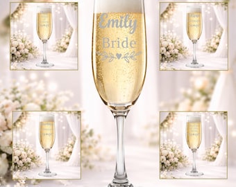 Personalised Prosecco Glass, Champagne Flute, Bride, Bridesmaid, Hen Do Gift, Party Decor, Wedding Favours,