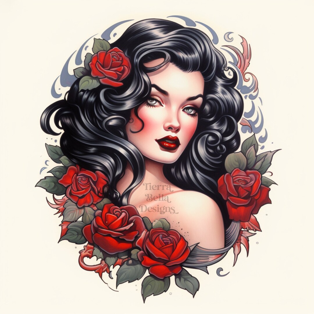 Pinup Tattoo Design Etsy