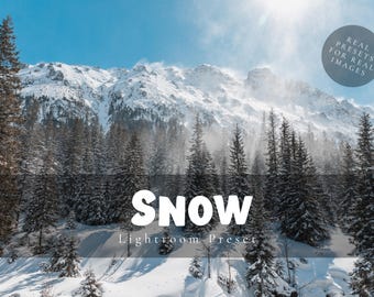 3 Lightroom Presets Desktop and Mobile - SNOW, Photo Filter for Winter in the Snow, Preset