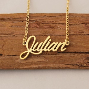 Name Necklace, Personalized Name Necklace, Cursive Any Name on Necklace, Name Pendant, Women Anniversary Gift Necklace for Julian