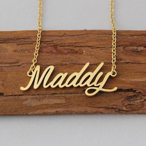 Name Necklace, Custom Necklace, Personalized Tag Necklace, Minimalist Necklace Bridesmaid Wedding Gift for Maddy