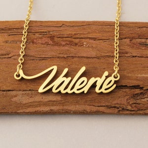 Name Necklace, Custom Name Necklace, Personalized Gold Plated Necklace, Name Pendant, Perfect Christmas Birthday Gift Necklace for Valerie