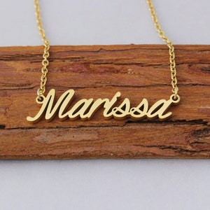 Custom Name Necklace, Engraved Necklace, Gold Plated Necklace, Meaningful Christmas Mother Day Gift Necklace for Marissa