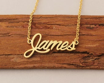 James Name Necklace, Custom Name Necklace, Name Necklace Gold, Personalized Birthday Gift Jewelry for Kids Girls