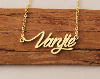 Vanjie Name Necklace, Custom Name Necklace Gold, Dainty Necklace, Personalized Initial Necklace, Necklace for Women Anniversary Gift