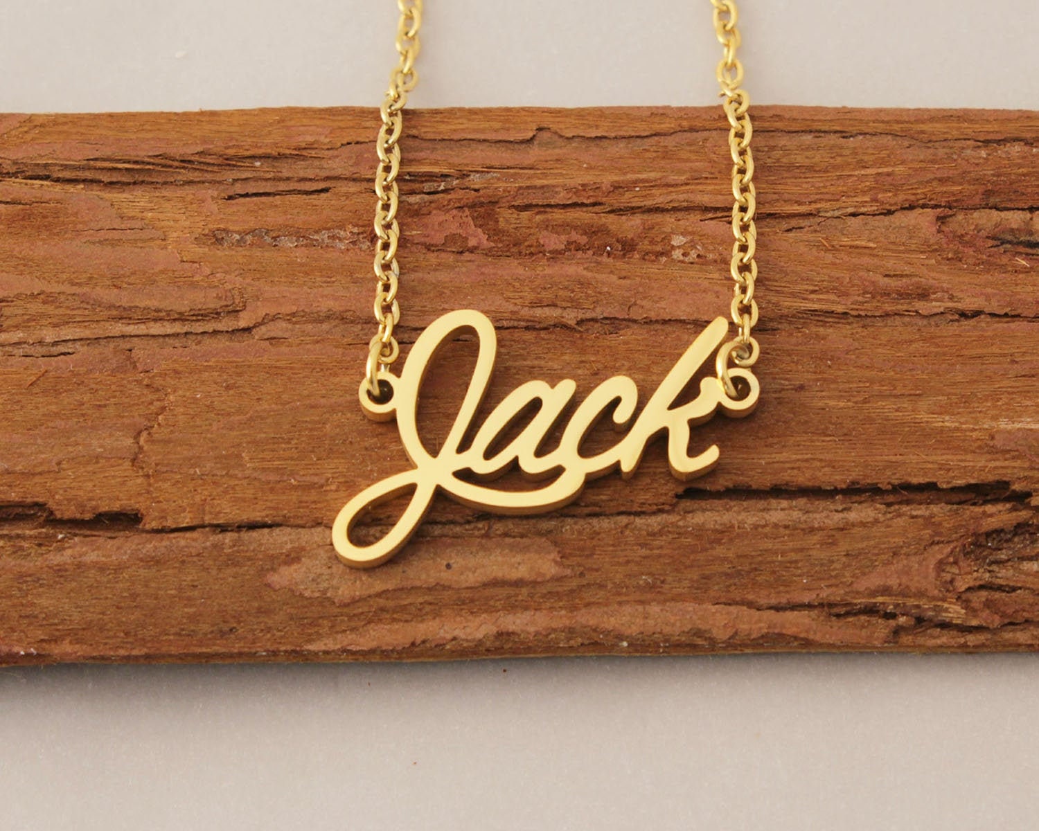 Name Necklace Custom Jack Gold Plated Name Necklace Dainty