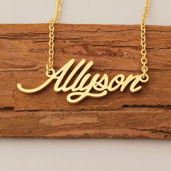 Name Neckalce, Custom Initial Name Necklace, Tiny Necklace with Kids Name, Engraved Anniversary Gift Jewelry for Allyson