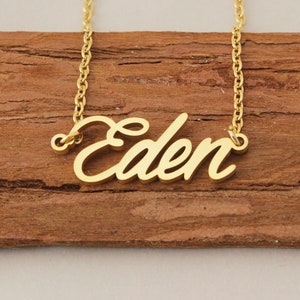Nom Collier Eden, Nom Collier Or, Colliers personnalisés pour femmes, Nom Pendentif, Significatif Collier Collier Cadeau de Noël d’anniversaire pour elle