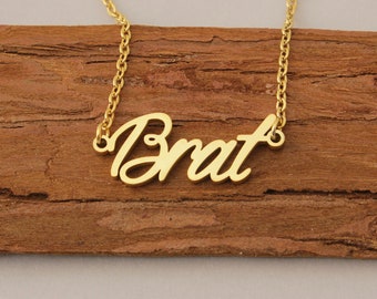 Custom Name Necklace, Brat Gold Name Necklace, Personalized Name Jewelry, Letter Necklace Mothers Day Gift Necklace for Women