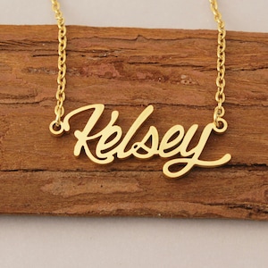 Name Necklace, Custom Name Necklace for Girls, Personalized Necklace Gold, Kids Birthday Gift Necklace for Kelsey