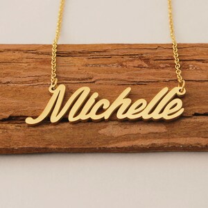 Blinged Out MICHELLE Name Plate Custom 3D Name Necklace, Two-tone Stainless Steel  main image 2