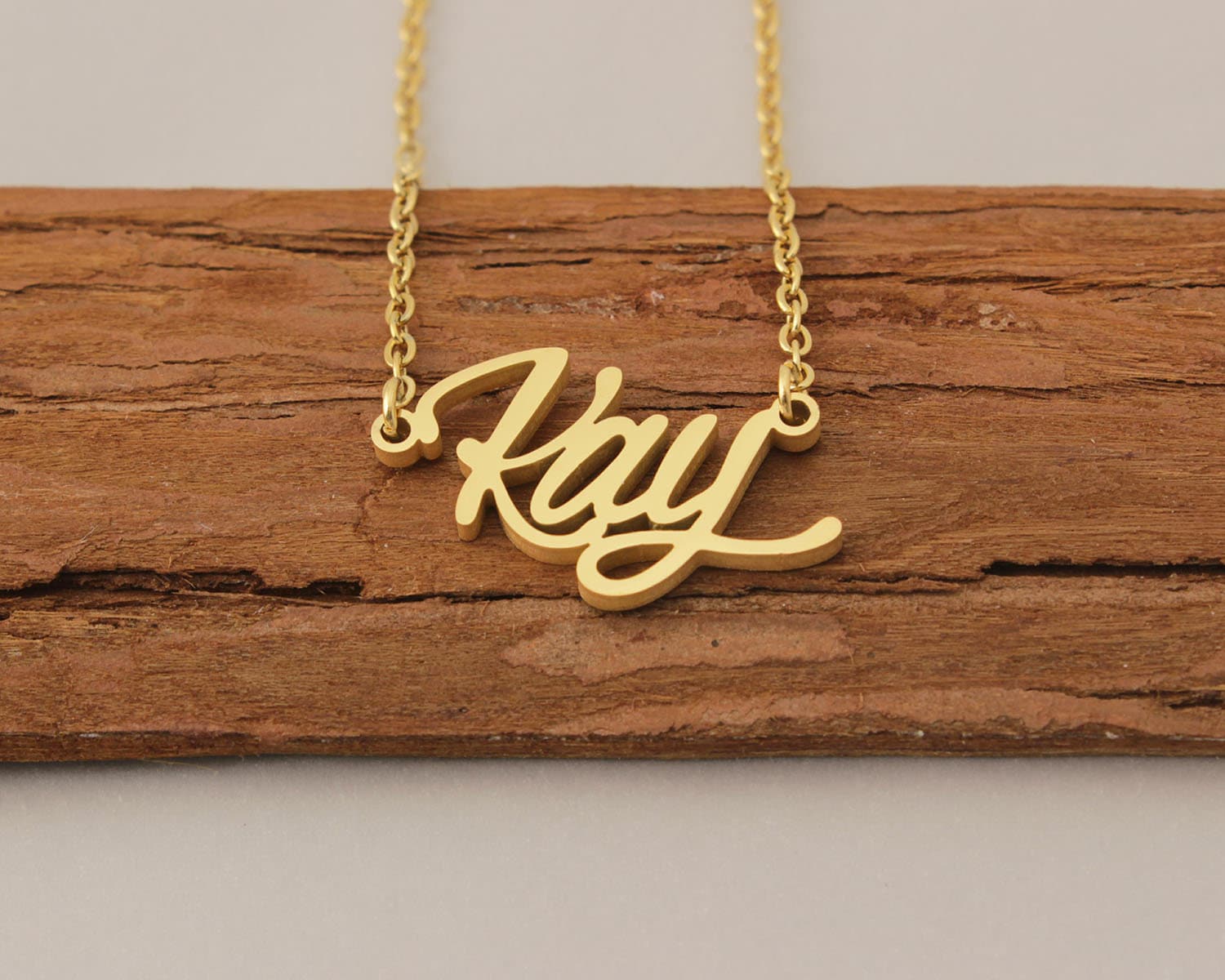 Custom Kay Name Necklace Dainty Gold Necklace Letter Etsy