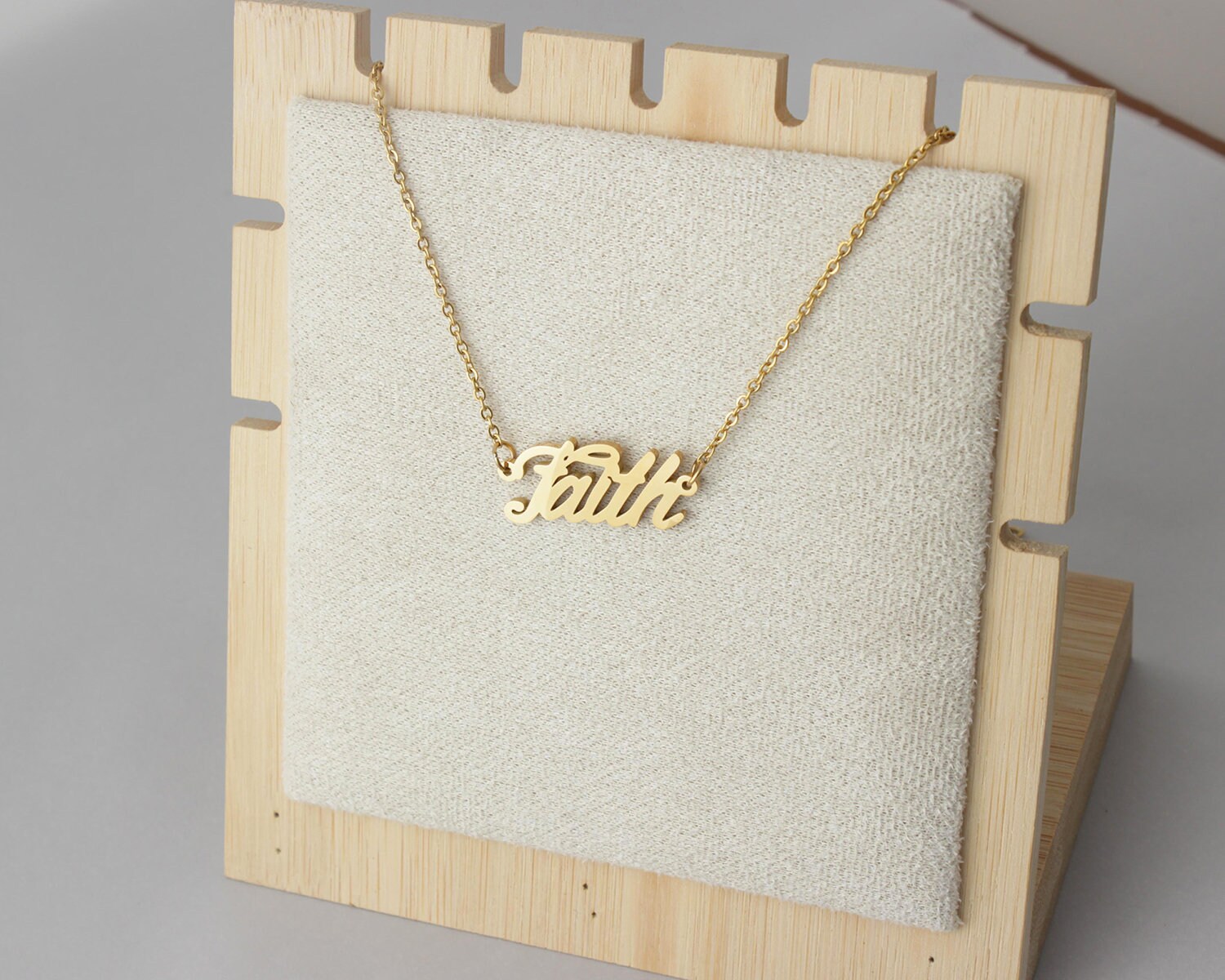 Name Necklace Custom Faith Name Pendant Minimalist Necklace Etsy