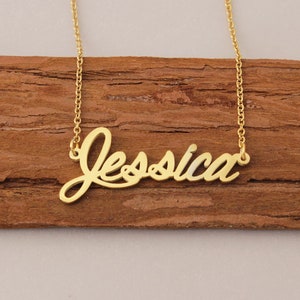 Name Necklace, Custom Jessica Name Necklace, Nameplate Necklace, Engraved Any Name on Necklace for Her