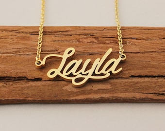 Name Necklace, Dainty Necklace, Custom Girls Gold Nameplate
