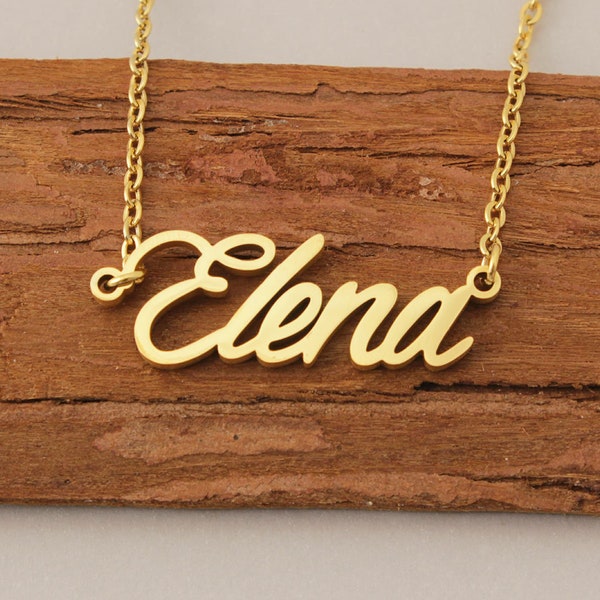 Name Necklace, Nameplate Necklace Personalized, Minimalist Necklace, Custom Bridesmaid Necklace Wedding Gift for Elena