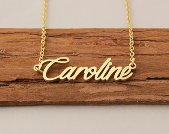 Name Necklace, Caroline Name Necklace Gold, Personalized Necklace with Name, Funny Necklace Wedding Gift for Women Girls