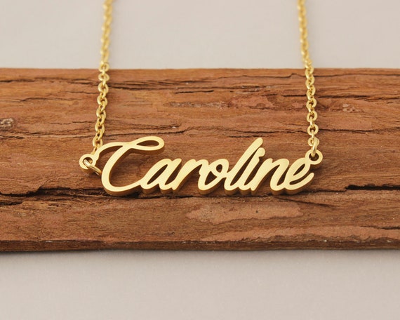 Name Necklace Caroline Name Necklace Gold Personalized Necklace