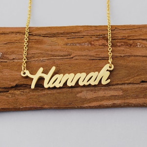 Name Necklace, Gold Plated Necklace for Hannah, Personalized Name Necklace Women Girls Christmas Gift