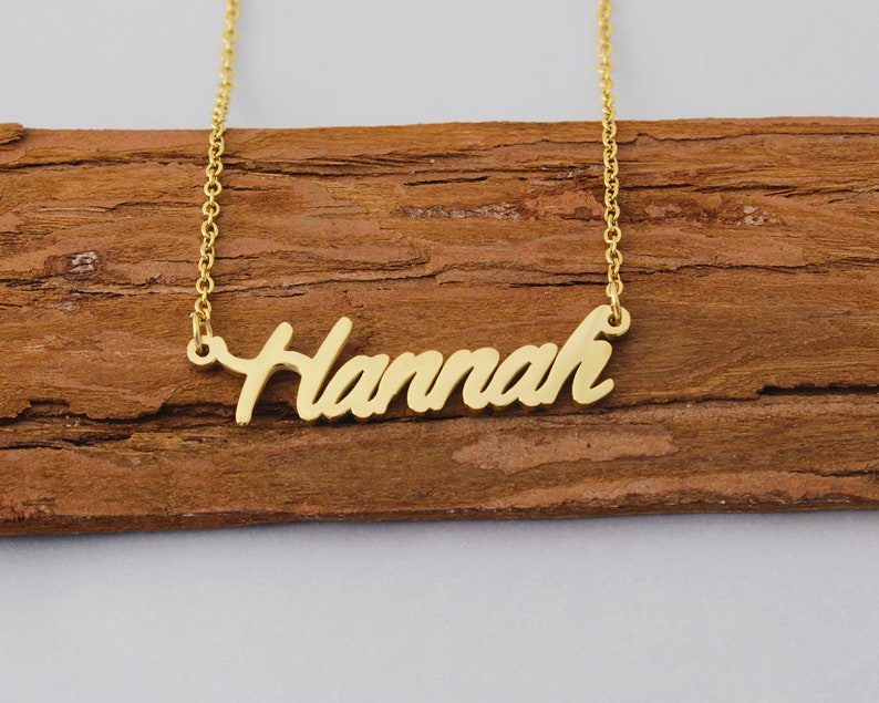 Name Necklace, Gold Plated Necklace for Hannah, Personalized Name Necklace Women Girls Christmas Gift image 1