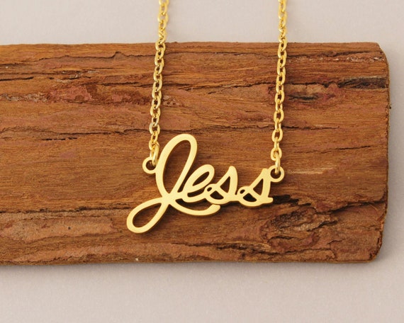 Custom Name Necklace Jess Name Necklace Gold Personalized Minimalist Necklace for Women Perfect Bridesmaid Necklace Gift Wedding Etsy