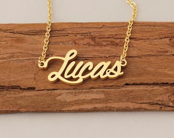 Name Necklace, Custom Necklace for Lucas, Name Necklace Gold, Personalized Letter Necklace with Any Name
