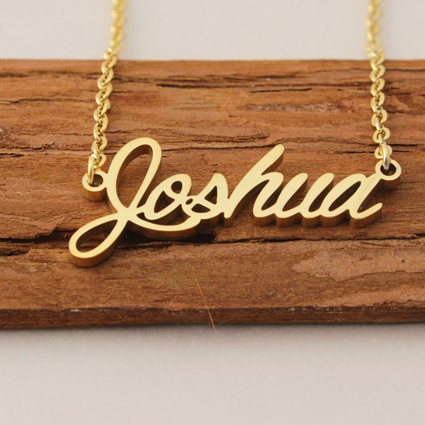 Name Necklace, Dainty Necklace, Customized Nameplate Necklace, Simple Necklace Wedding Gift for Joshua