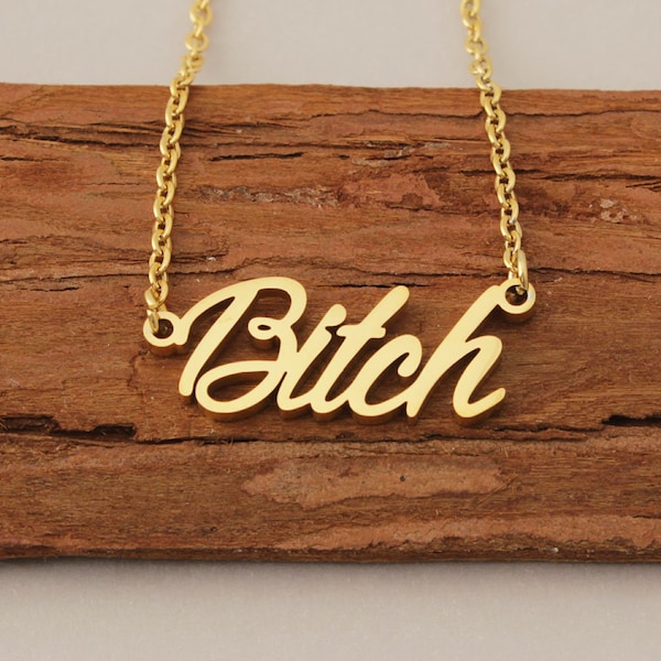 Naam ketting, teef naam ketting goud, gepersonaliseerde meisjes liefdevolle cadeau ketting, bruiloft cadeau bruidsmeisje ketting zoete wensen