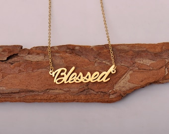 Name Necklace, Custom Blessed Nameplate Necklace, Minimalist Necklace, Birthday Christmas Gift Jewelry for Women Girls
