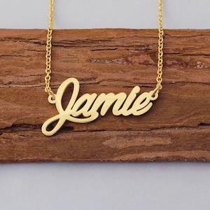 Name Necklace, Engraved Name Necklace, Name Pendant, Women Anniversary Gift Necklace for Jamie