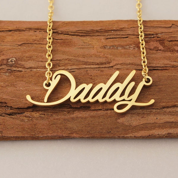Name Necklace, Custom Daddy Name Necklace, Minimalist Necklace, Engraved Any Name, Perfect Father Day Gift for Dad