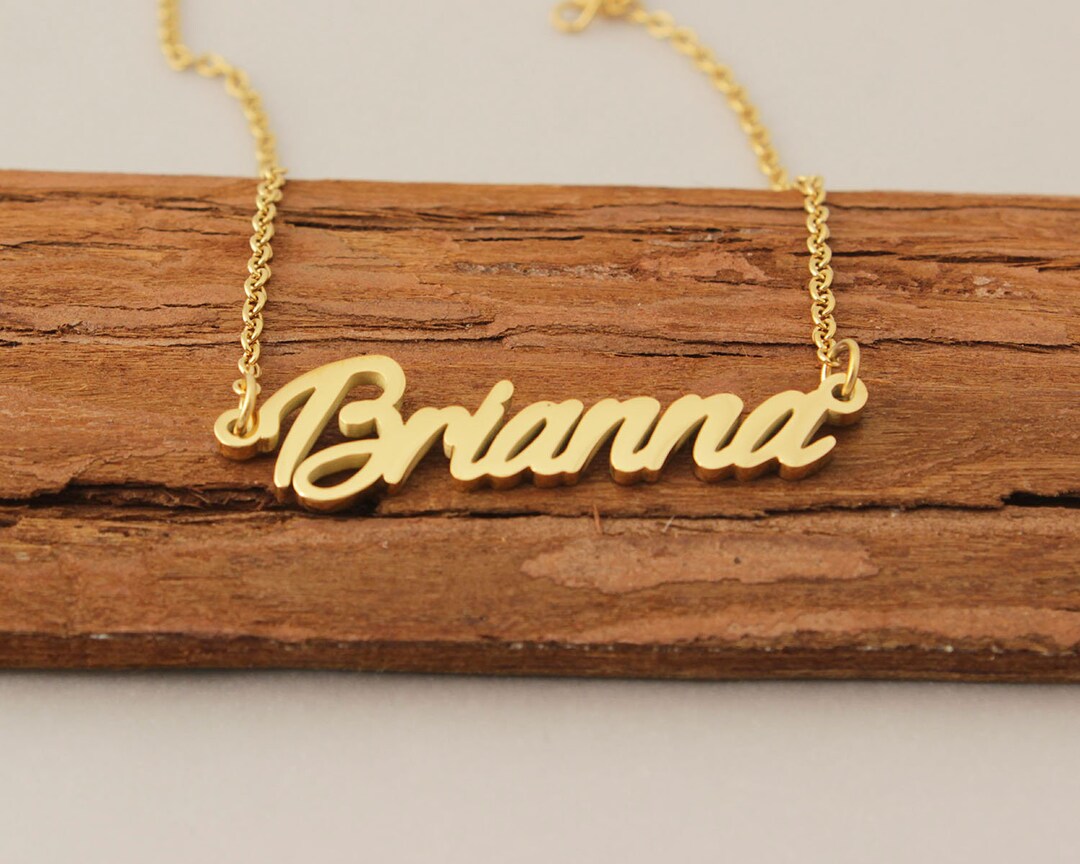Dainty Necklace Brianna Gold Necklace Name Necklace, Brianna Name Necklace  Gold, Engraved Necklace