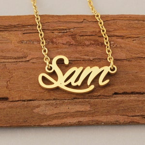 Custom Name Necklace, Sam Nameplate Necklace, Personalized Letter Name Necklace, Minimalist Necklace Bridesmaid Jewelry for Girls