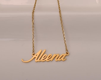 Gold Aleena Name Locket Arabian Gold Necklace With Aleena Name On