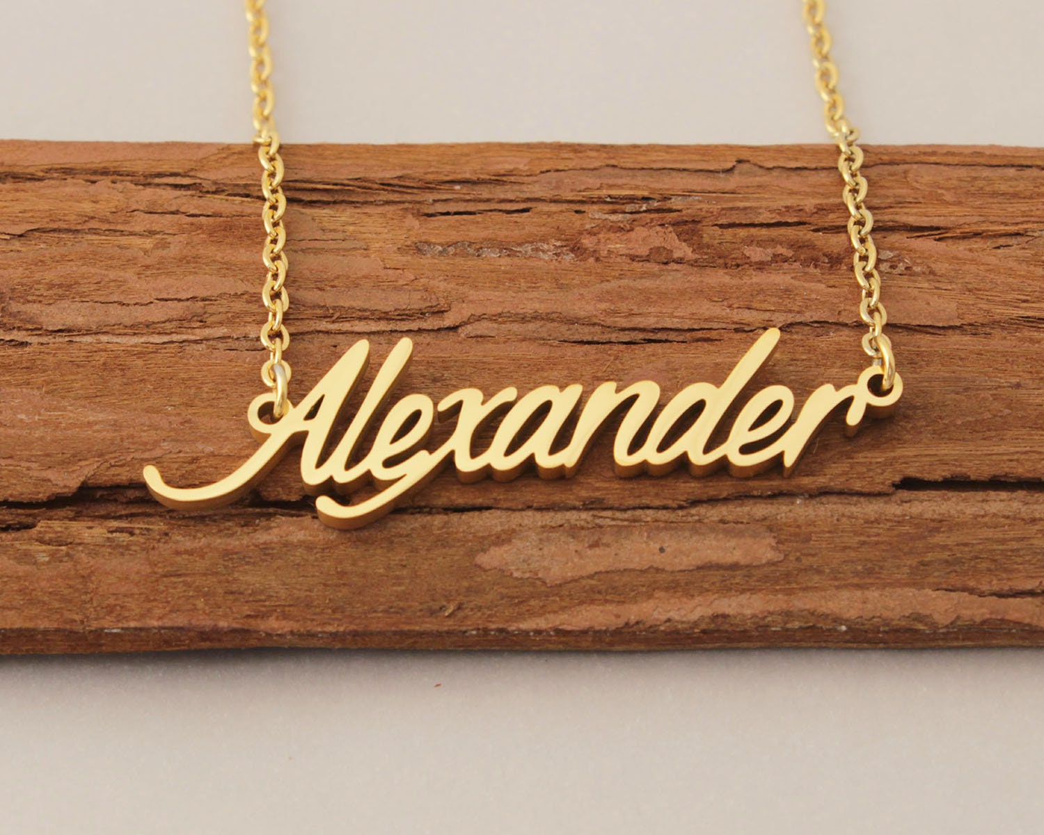 Alexander Name Necklace, Customized Necklace, Dainty Gold Necklace