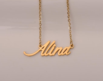 Name Necklace, Custom Name Necklace, Name Pendant, Minimalist Necklace  Anniversary Christmas Gift for Alina