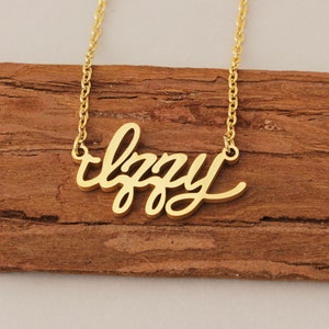 Custom Name Necklace, Dainty Necklace, Personalized Name Jewelry, Engraved Necklace for Girls, Izzy Gold Plated Necklace Wedding Gift Name