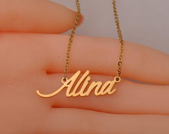 Gold Aleena Name Locket Arabian Gold Necklace With Aleena Name On