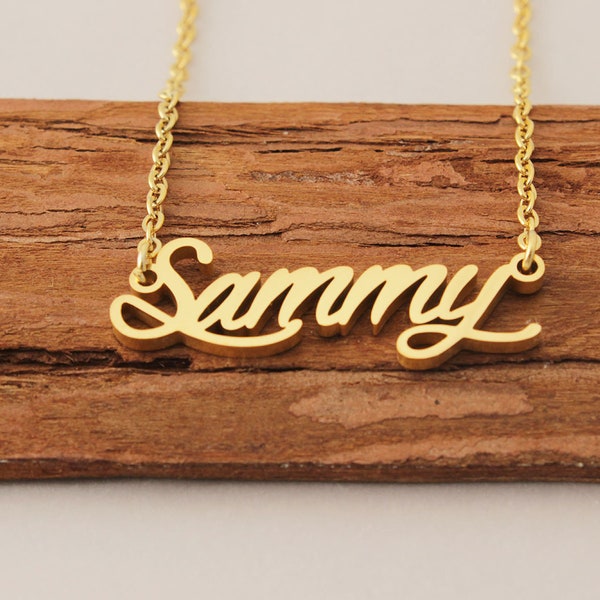 Name Necklace, Gold Plated Necklace for Sammy, Name Pendant, Personalized Women Necklace Anniversary Christmas Gift