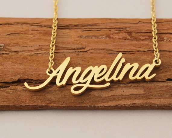Name Necklace Custom Initial Necklace Personalized Your Name on Necklace Christmas Birthday Gift Necklace for Angelina Etsy