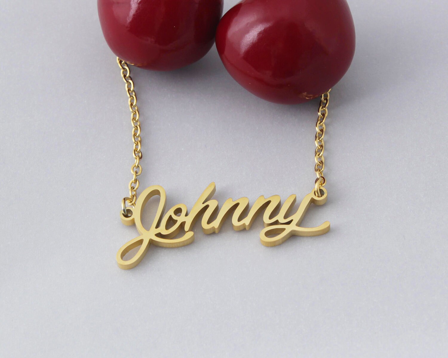 Joynny Personalized Name Necklace - Custom Key Pendant Nameplate, 18K Gold Plated Stainless Steel, 14-22 Inch