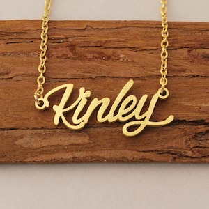 Name Necklace, Personalized Name Necklace, Dainty Gold Name Necklace for Girls, Name Pendant, Custom Christmas Gift Necklace for Kinley