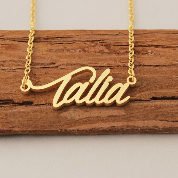 Namenskette, Personalisierte Initiale Halskette, Personalisiertes Namensschild Halskette, Hochzeitsgeschenk Brautjungfern Halskette für Talia