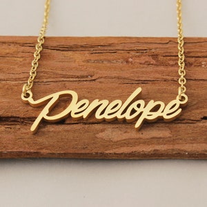 Custom Name Necklace, Personalized Necklace, Dainty Gold Necklaces for Women, Simple Necklace Wedding Gift Pendant for Penelope