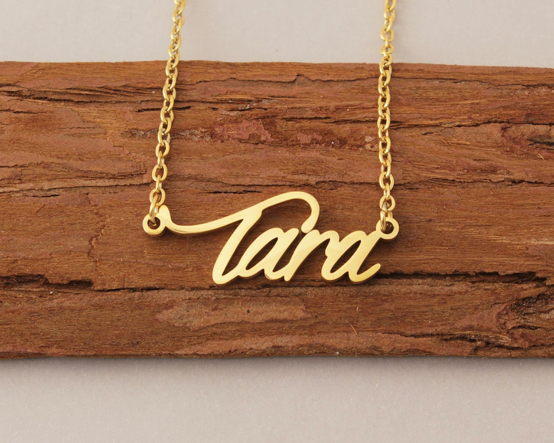 Name Necklace Custom Name Necklace Name Plate Necklace Cursive Necklace With Name Meaningful Anniversary Gift Necklace for Tara Etsy
