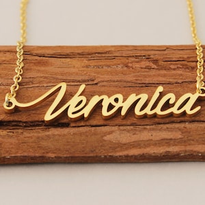 Custom Name Pendant, Initial Veronica Nameplate Necklace, Dainty Necklace with Her Name, Back to School Gift Jewelry for Girls