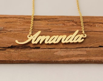 Amanda Name Necklace, Custom Initial Necklace, Name on Necklace - Main Image
