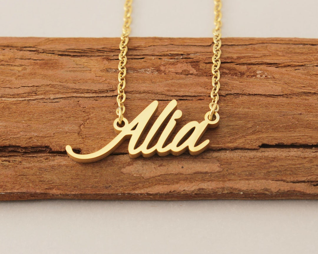 Custom Name Necklace, Alia Initial Necklace, Nameplate Necklace for Her ...