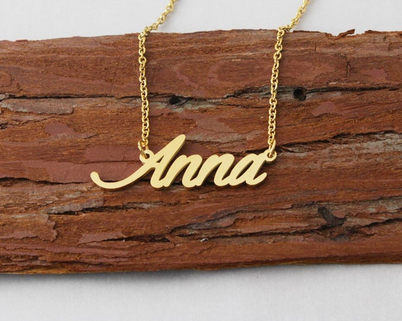 Collana Personalizzata Con Nome In Oro 22 Carati - Placcata Ottone, Fatta A Mano Dall'India - Qualsiasi Nome